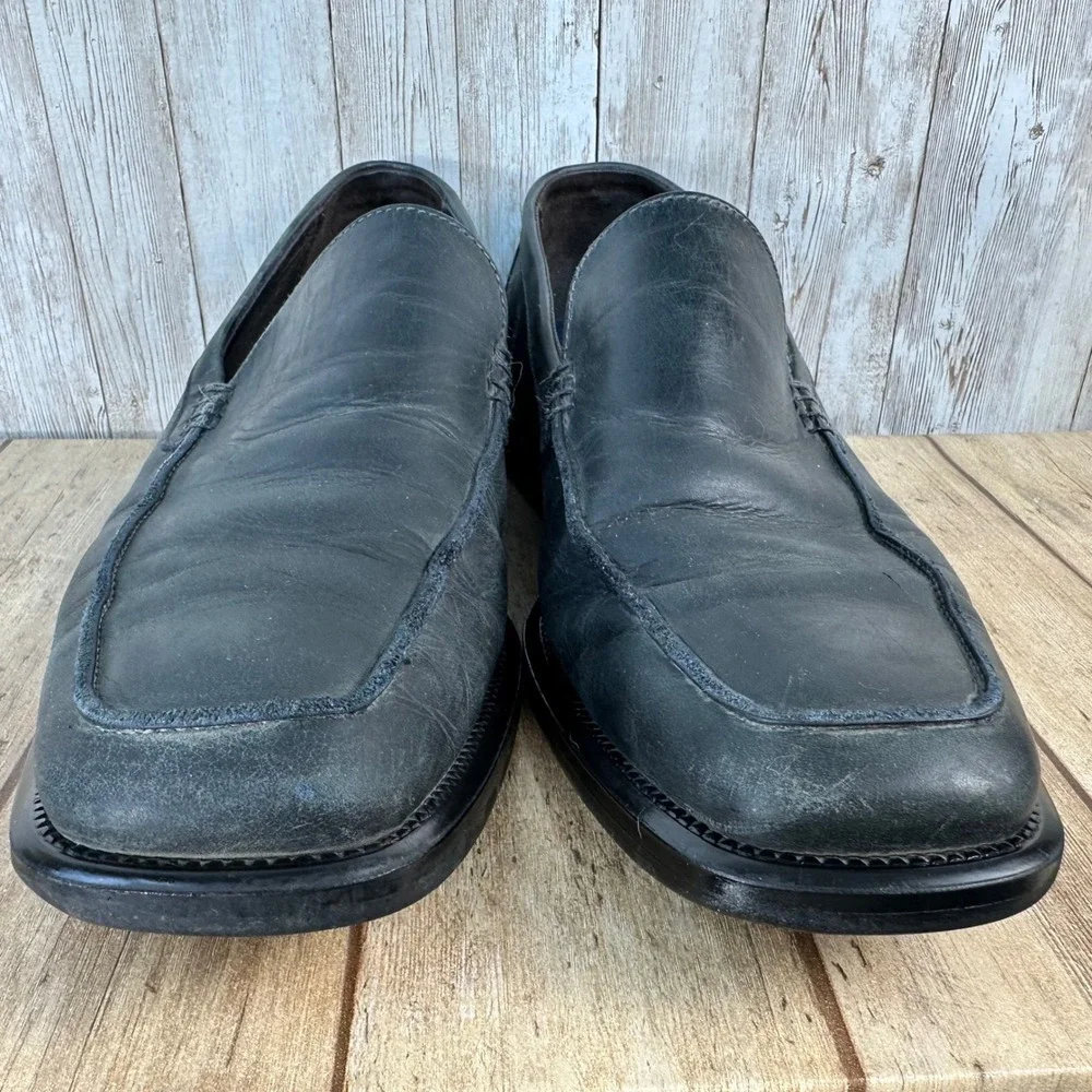 Johnston &‎ Murphy Loafers Mens 9.5 M Grey Leather Square Toe Dress Shoes Italy
